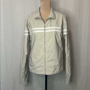 Nike Youth Zip-Up Jacket - Beige with White Stripes | Size L (12-14)